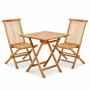 TEAKBORD 70 X 70 CM MED 2 STOLE UDEN ARML�N