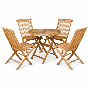 TEAK BORD 90 CM MED 4 STOLE UDEN ARML�N