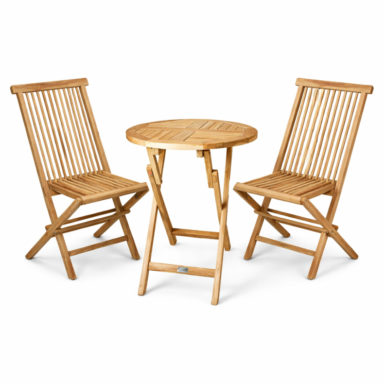 TEAKBORD 66 CM MED 2 STOLE UDEN ARML�N