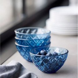 LYNGBY GLAS SORRENTO SK�L 12CM BL� - 4STK