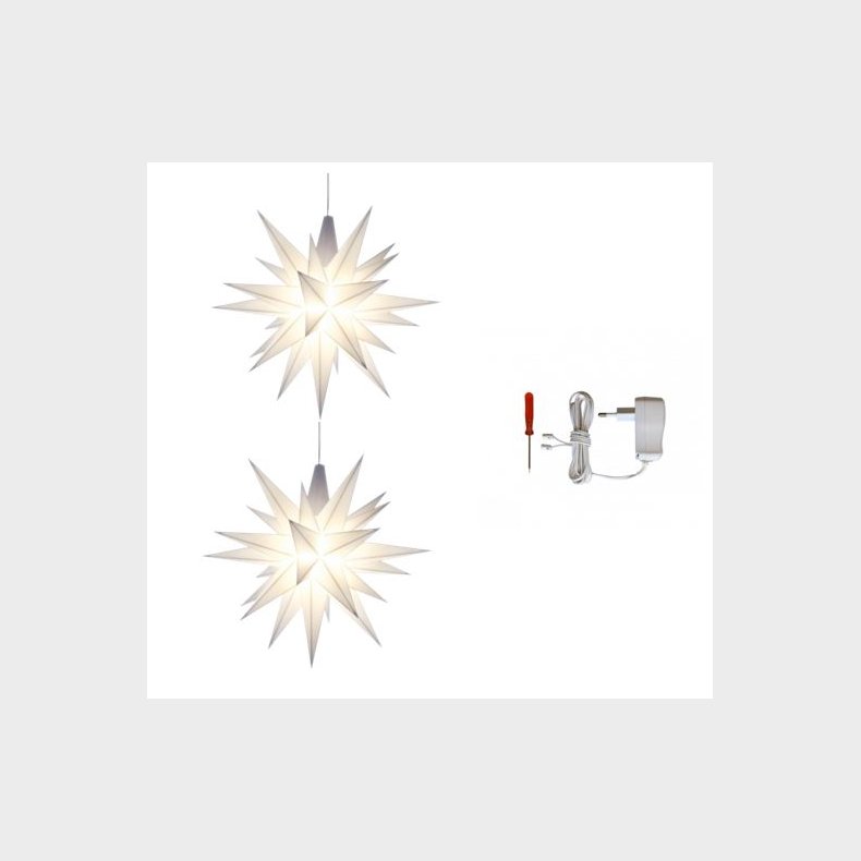 HERRNHUTTERS�T 2 STJERNER 13 CM + 1 ADAPTER