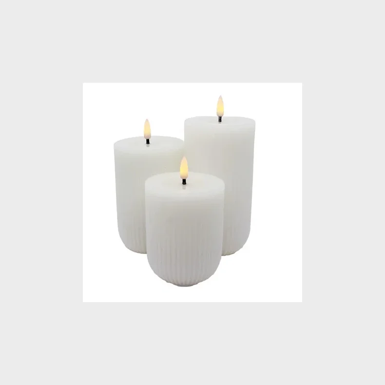 NORDIC GLOW RIFLEDE LED BLOKLYSS�T 3 STK HVID