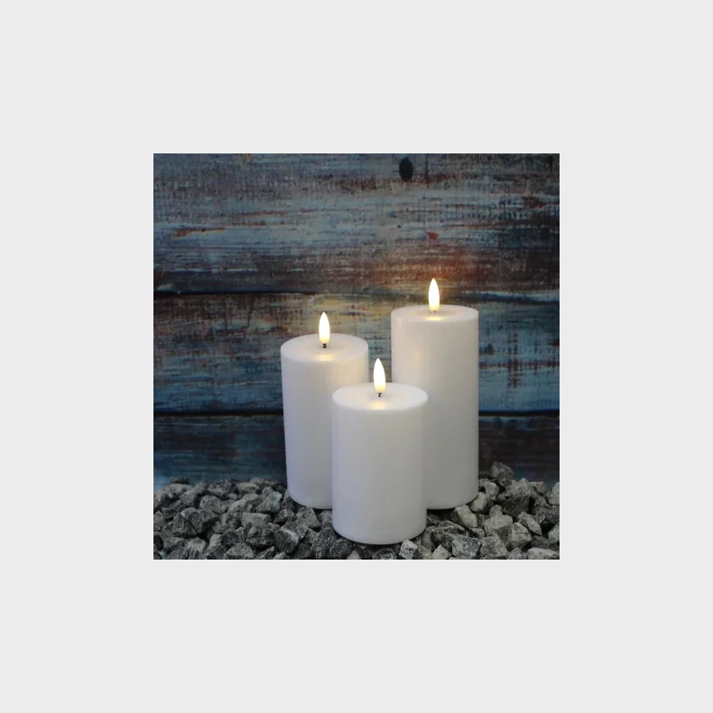LED BLOKLYS 3 STK. MED 3D FLAMME OG FJERNBETJENING