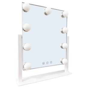 MAKEUPSPEJL MED TELEFONHOLDER HVID