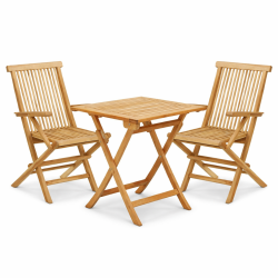 TEAKBORD 70 X 70 CM MED 2 STOLE MED ARML�N
