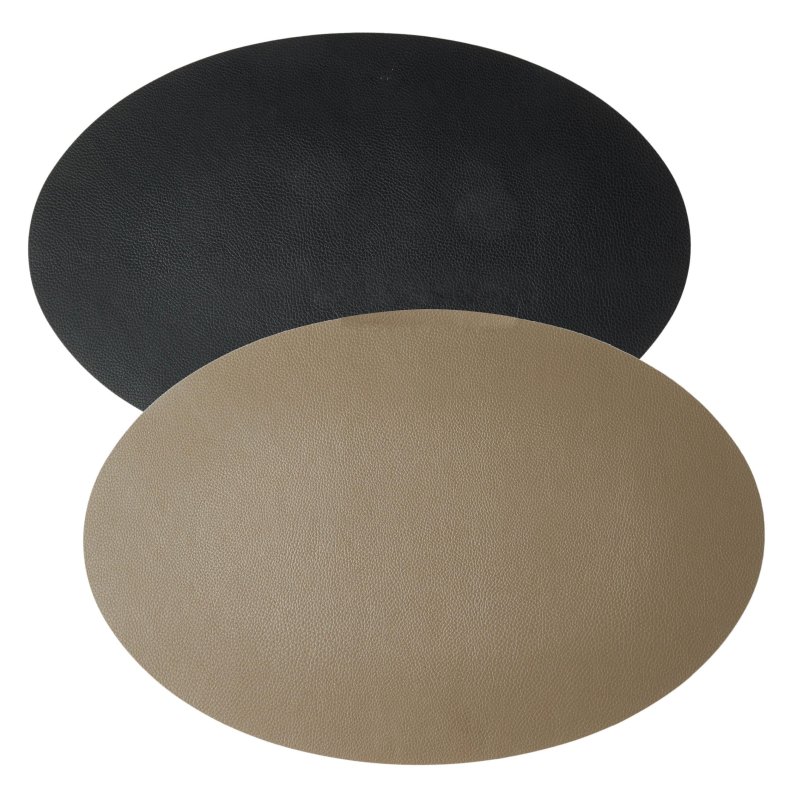 OVAL SOFT TAUPE/SORT D�KKESERVIET 45X30CM