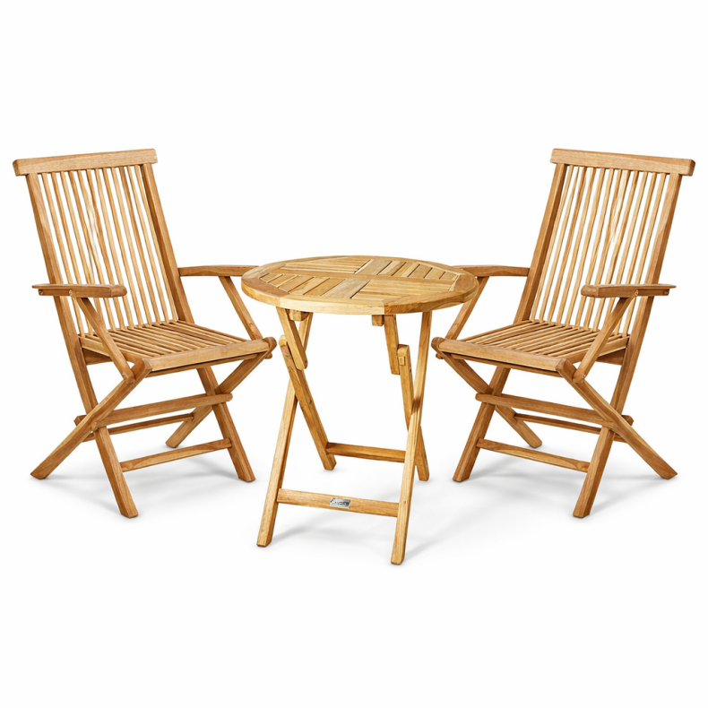 TEAKBORD 66 CM MED 2 STOLE MED ARML�N