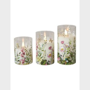 CYLINDERGLAS LED BLOMST - 3 STK.