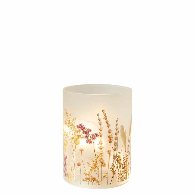 LED CYLINDERGLAS FLORA ROSA/GUL