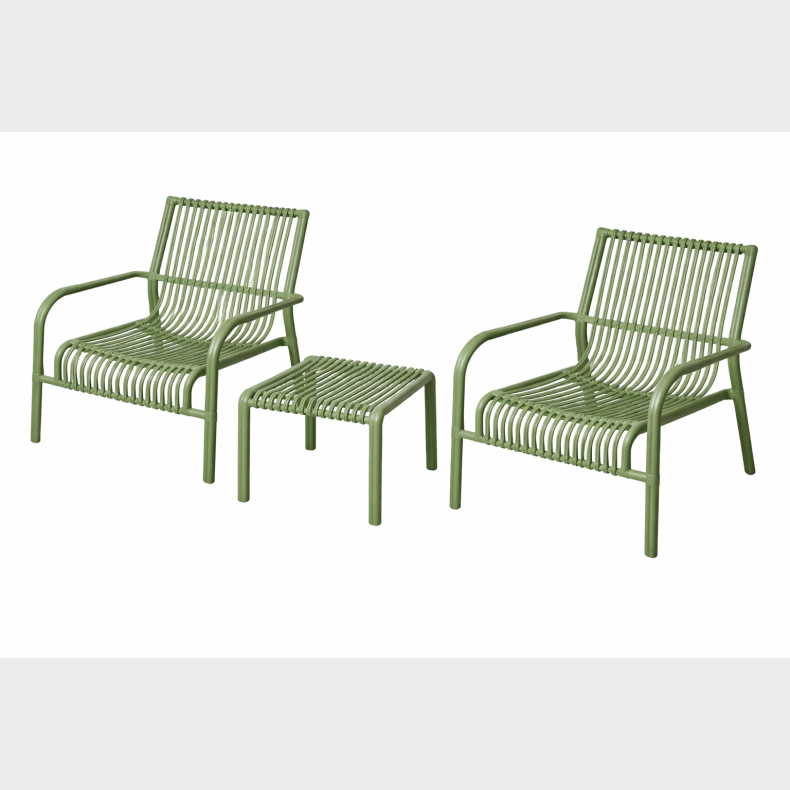 LOUNGEBORD 45X45 + 2 LOUNGESTOLE PLAST GR�N