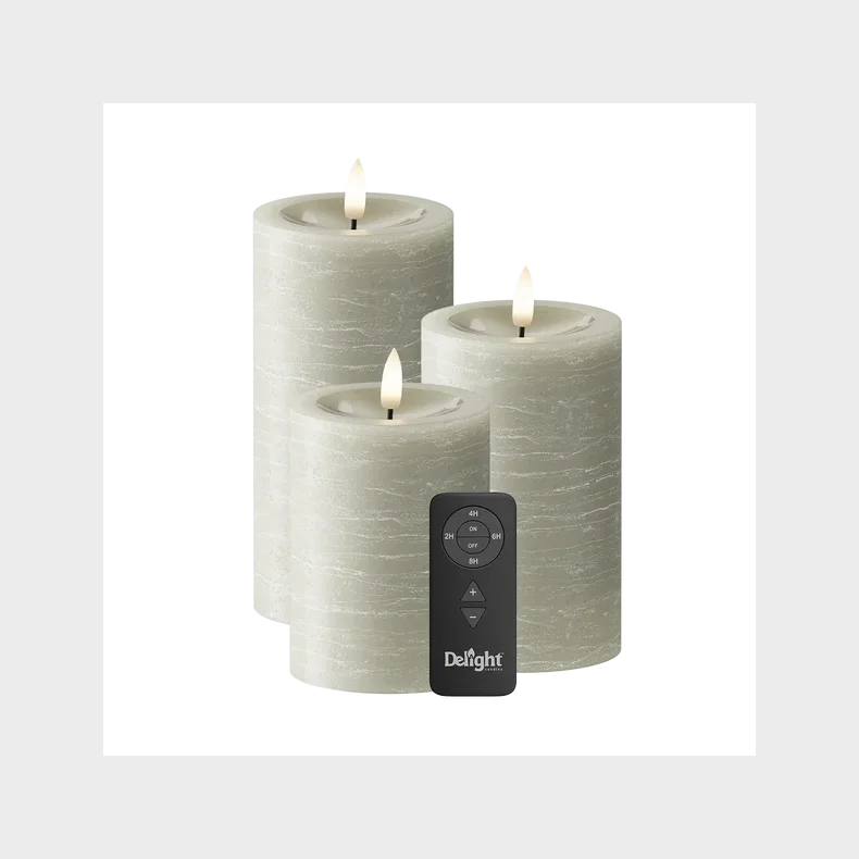 DELIGHT CANDLES LED BLOKLYS SALVIE 3 STK. MED FJERNBETJENING
