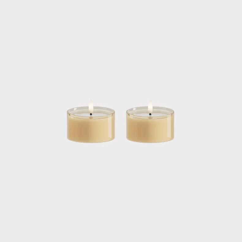 DELIGHT LED FYRFADSLYS I GLAS AMBER 2 STK