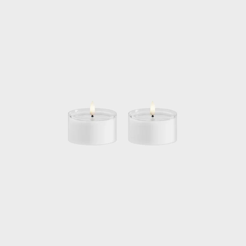 DELIGHT LED FYRFADSLYS I GLAS HVID 2 STK