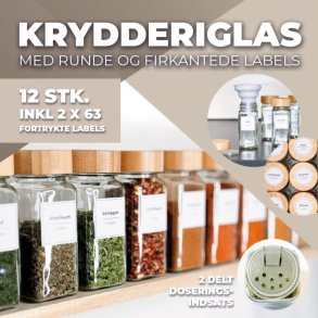 KRYDDERIGLAS S�T 12 STK - MED LABELS & TILBEH�R