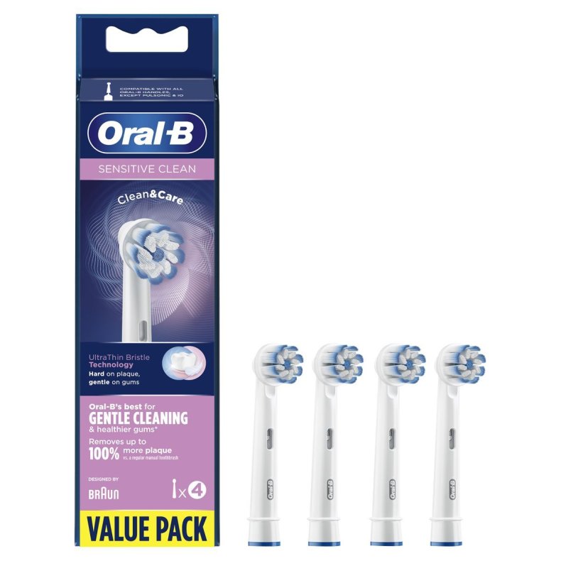 ORAL-B SENSITIVE CLEAN TANDBRSTEHOVEDER - 4 STK.
