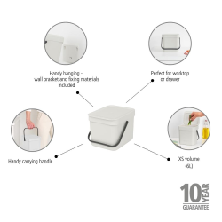 BRABANTIA AFFALDSSPAND 6 L HVID