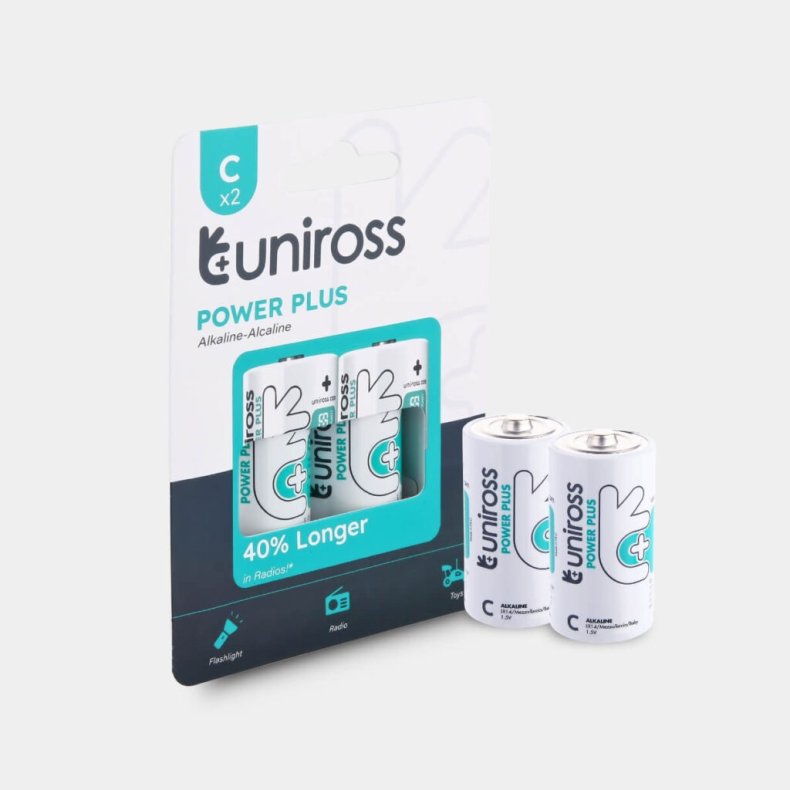 UNIROSS POWER PLUS C/LR14 BATTERI 2PAK