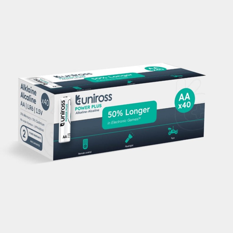 UNIROSS POWER PLUS AA BATTERI 40STK