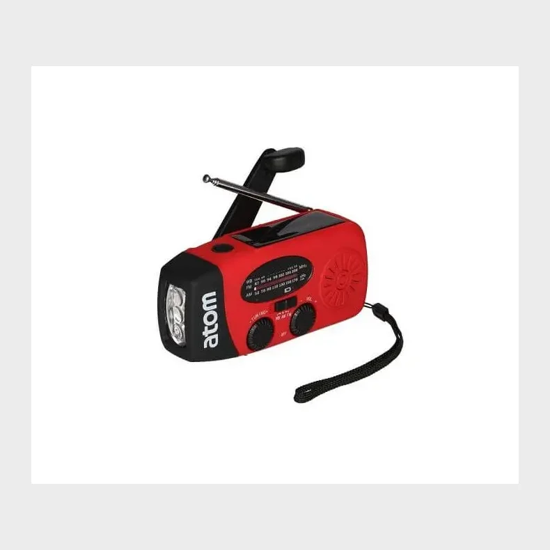 ATOM FM/AM N�DRADIO MED POWERBANK OG LYGTE