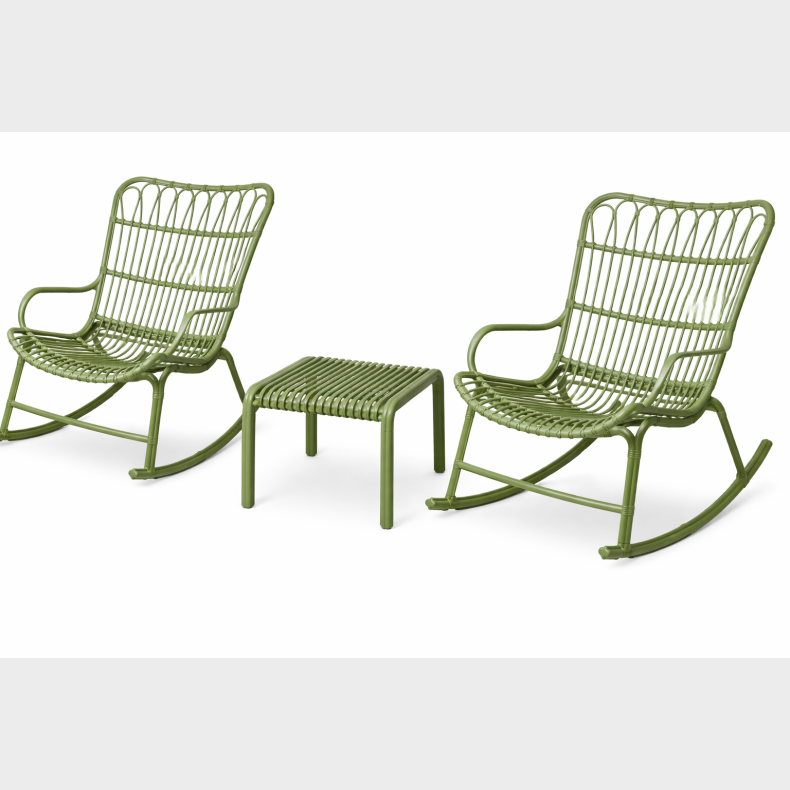 LOUNGEBORD 45X45 + 2 GYNGESTOL GR�NPLAST