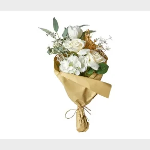 DA'CORR BUKET MED HORTENSIA & ROSER 55CM HVID