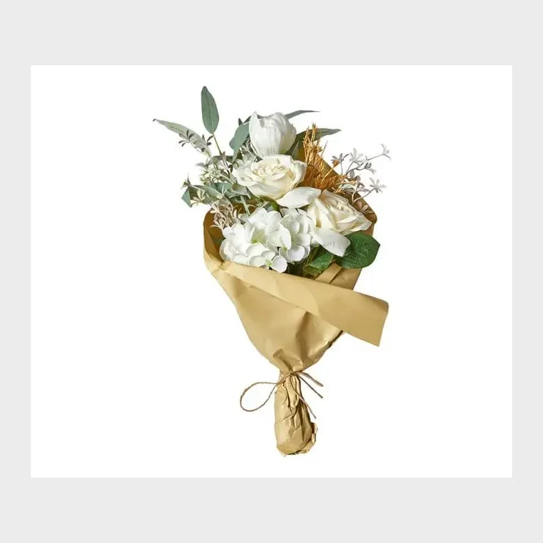DA'CORR BUKET MED HORTENSIA &amp; ROSER 55CM HVID