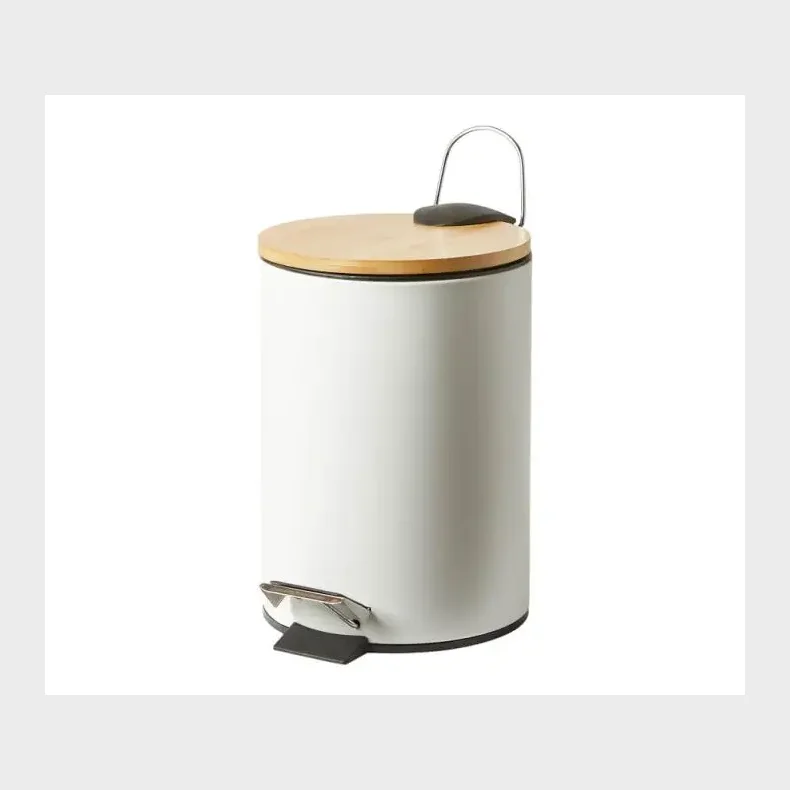 PEDALSPAND ST�L HVID MED BAMBUS L�G 17 X 26,5 CM