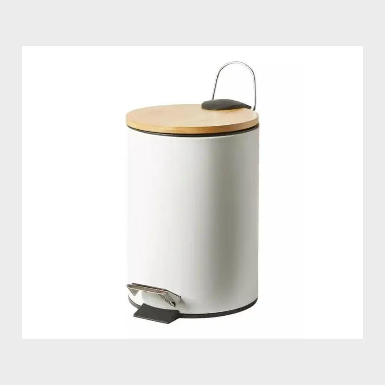 PEDALSPAND ST�L HVID MED BAMBUS L�G 25 X 38 CM