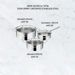 JAMIE OLIVER BY TEFAL COOK SMART GRYDES�T 6 DELE RUSTFRIT ST�L