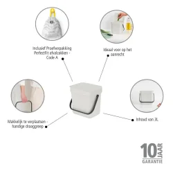 BRABANTIA AFFALDSSPAND 3 L HVID