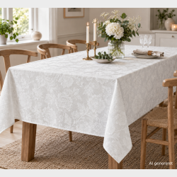 DA'CORE JACQUARD DUG MED BLOMSTERMOTIV HVID 140 X 180 CM