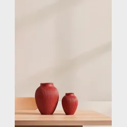 KNABSTRUP VASE 20 CM - RIPLLE SOFT CHERRY RED