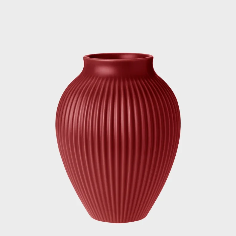 KNABSTRUP VASE 20 CM - RIPLLE SOFT CHERRY RED