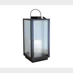 LANTERNE MED RIFLET GLAS / LED BLOKLYS H48CM