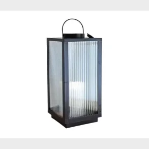 LANTERNE MED RIFLET GLAS / LED BLOKLYS H48CM