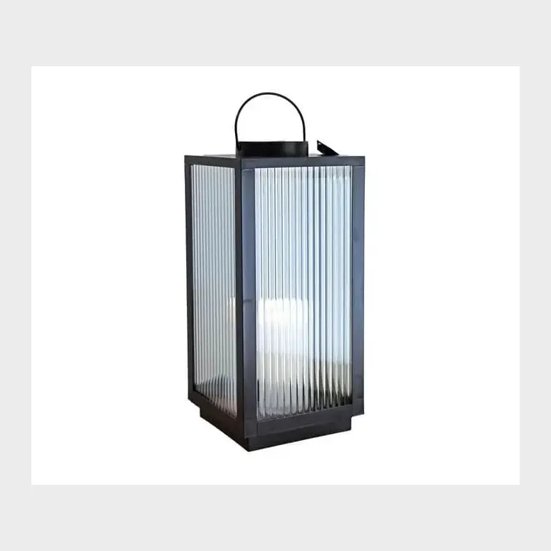 LANTERNE MED RIFLET GLAS / LED BLOKLYS H48CM