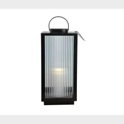 LANTERNE MED RIFLET GLAS / LED BLOKLYS H48CM